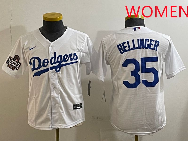 Women Los Angeles Dodgers 35 Bellinger White Game 2025 Nike MLB Jersey style 4